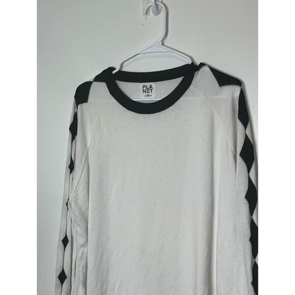 Planet By Lauren G Prima Cotton Diamonds Crewneck Sweater Women One Size - Picture 3 of 8